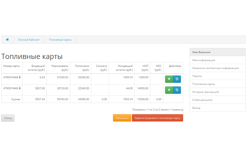 Трасса топливная карта пополнение